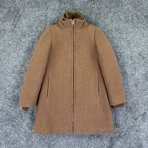 J.Crew Italian Stadium Cloth Wool Coat Brown Nello Gori Zip Up Womens 0 Petite